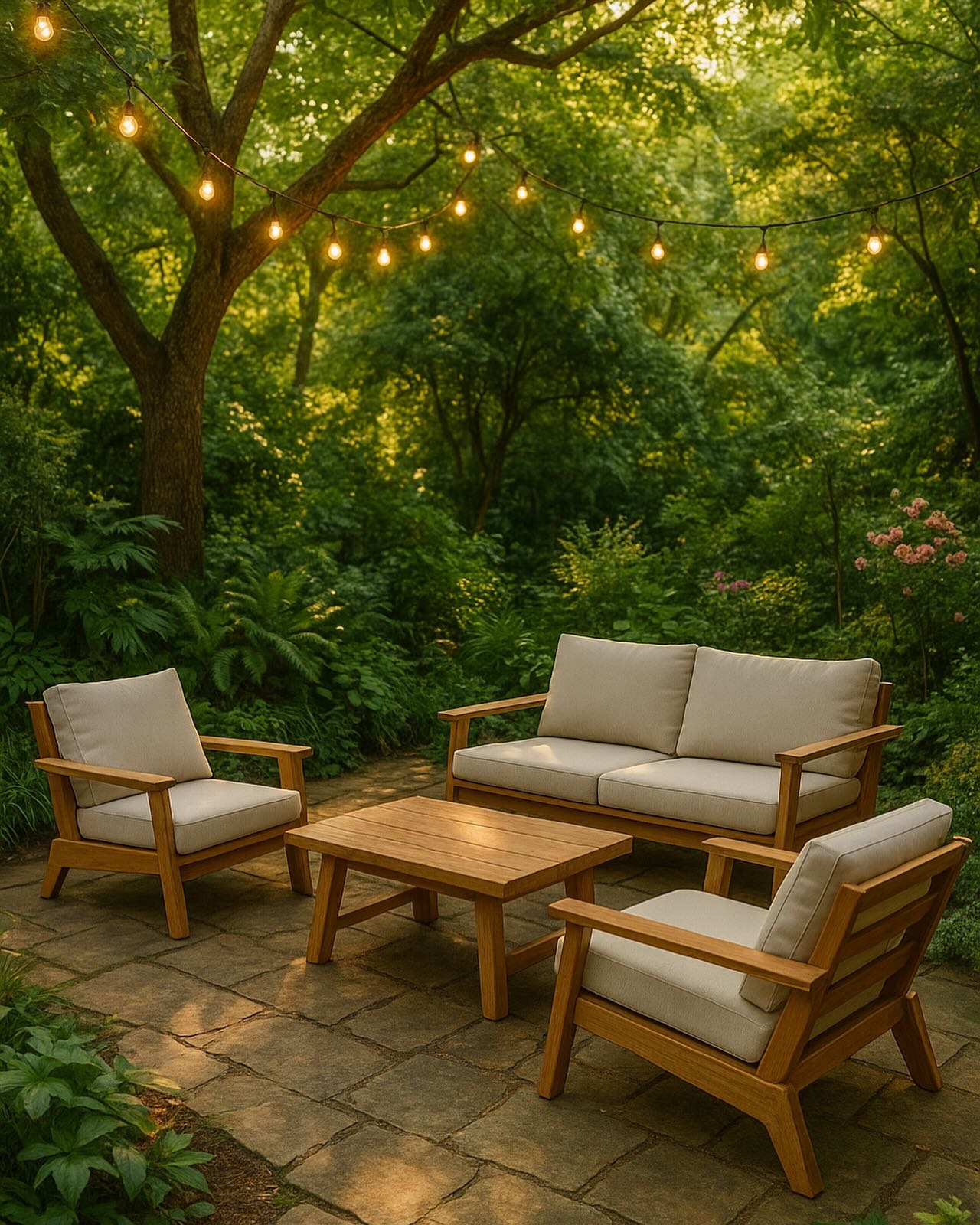 Outdoor seating at evening