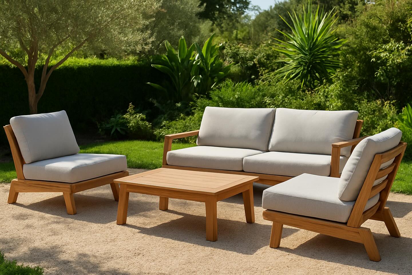 Seating set in a garden
